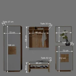 Wildeiche Flur Möbel Kombi - Mandrey (fünfteilig)