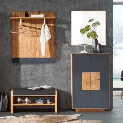 Wildeiche Flurmöbel Set - Mandrey (vierteilig)