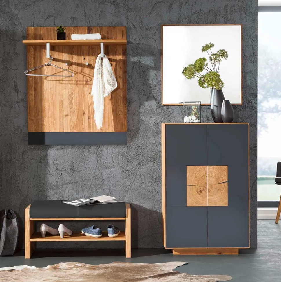 Wildeiche Flurmöbel Set - Mandrey (vierteilig)