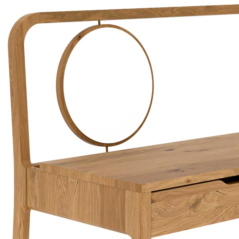 Wildeiche Frisiertisch mit rundem Spiegel - Laida