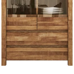 Wildeiche Highboard Nadalia massiv geölt Glas