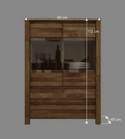 Wildeiche Highboard Nadalia massiv geölt Glas