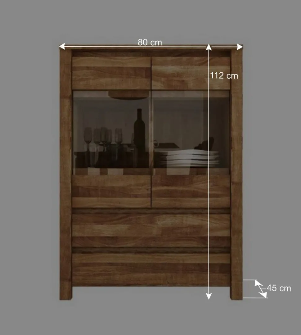 Wildeiche Highboard Nadalia massiv geölt Glas