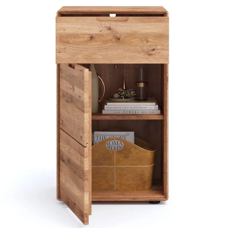 Wildeiche Hochkommode mit Tür und Schublade - Holiday