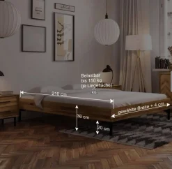 Wildeiche Holzbett für Dachzimmer - Kerfa