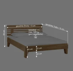 Wildeiche Holzbett Verinaros in Honigfarben geölt