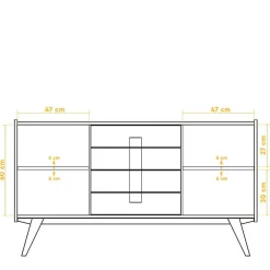 Wildeiche Holz-Sideboard 160 cm breit - Hardus