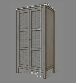 Wildeiche Kleiderschrank mit Wiener Geflecht - Ambrosso