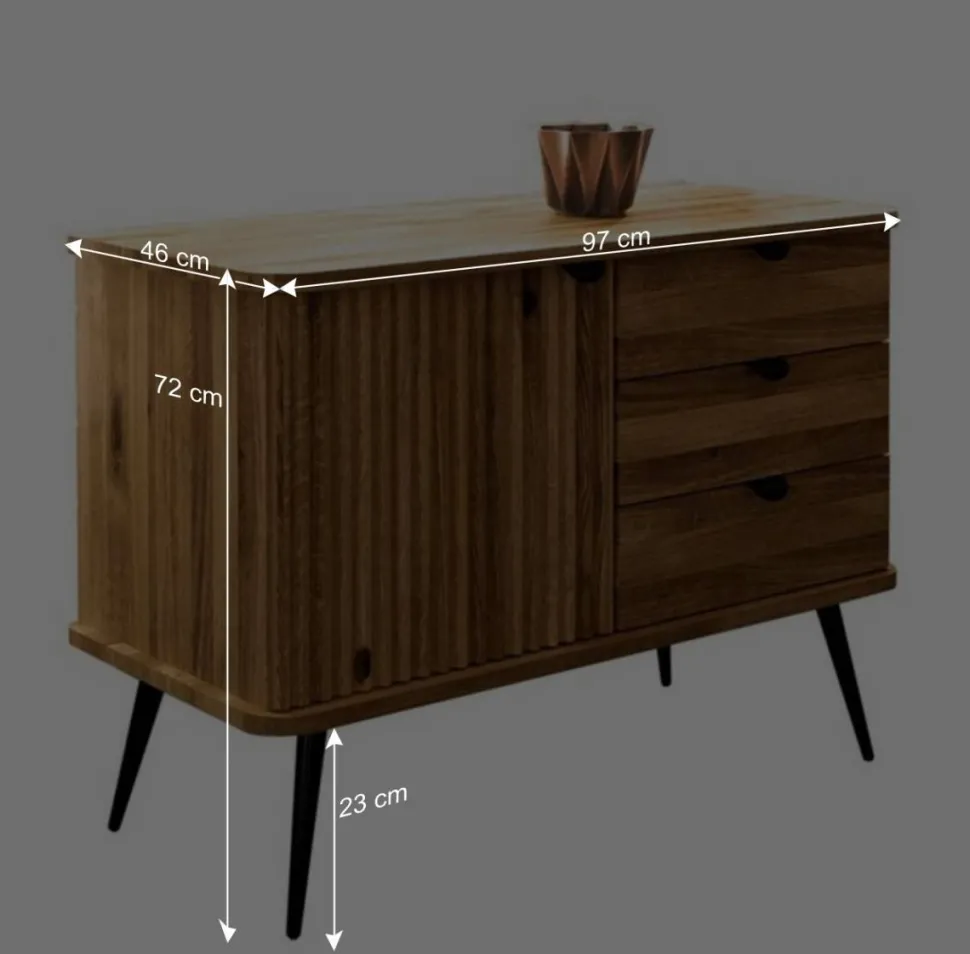 Wildeiche Kommode mit drei Schubladen & Tür - Casarius