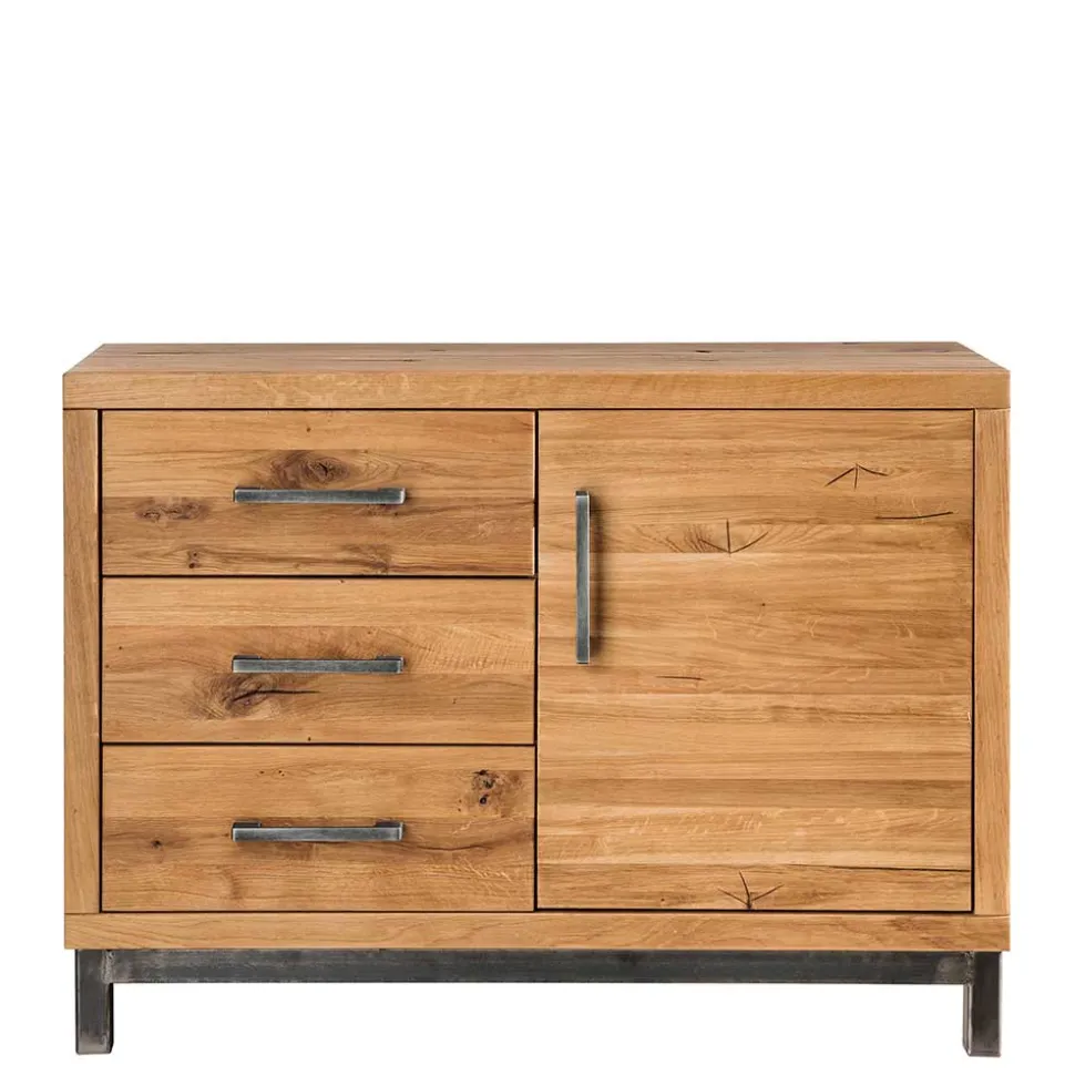 Wildeiche Kommode mit Metallgestell - Valamengo