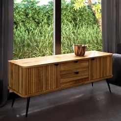 Wildeiche Lowboard mit Metall - Casarius