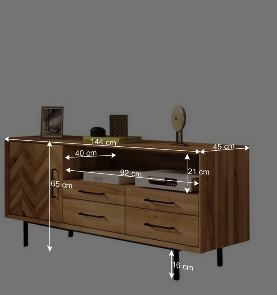Wildeiche Lowboard modern-elegant - Kerfa