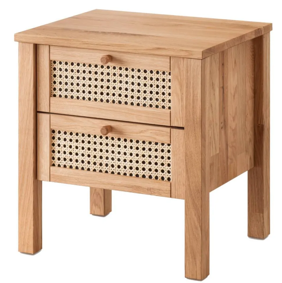 Wildeiche Nachtkommode mit Wiener Geflecht - Ambrosso