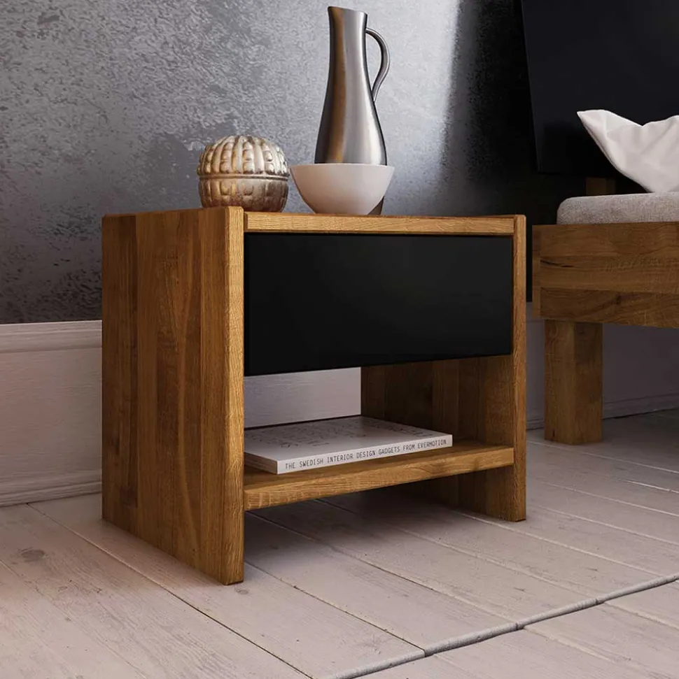 Wildeiche Nachtkonsole mit einer Schublade - Olbysca