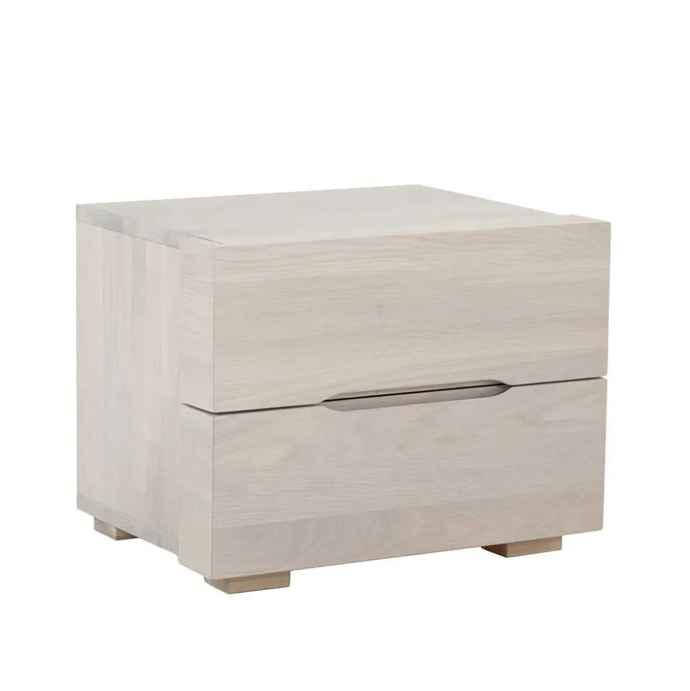 Wildeiche Nachtschrank Slobozia in Weiß geölt