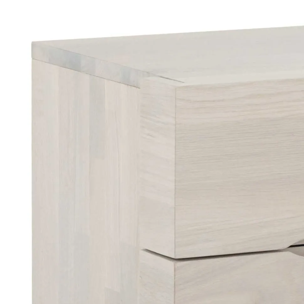 Wildeiche Nachtschrank Slobozia in Weiß geölt