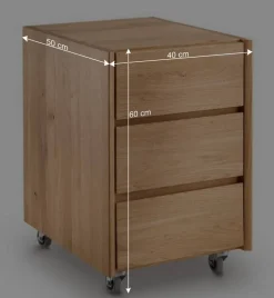 Wildeiche Rollcontainer aus Massivholz - Melanie