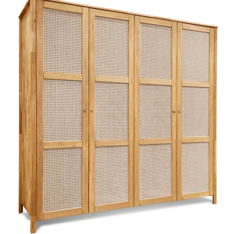 Wildeiche Schlafzimmerschrank mit Wiener Geflecht - Ambrosso