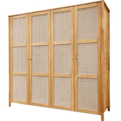 Wildeiche Schlafzimmerschrank mit Wiener Geflecht - Ambrosso