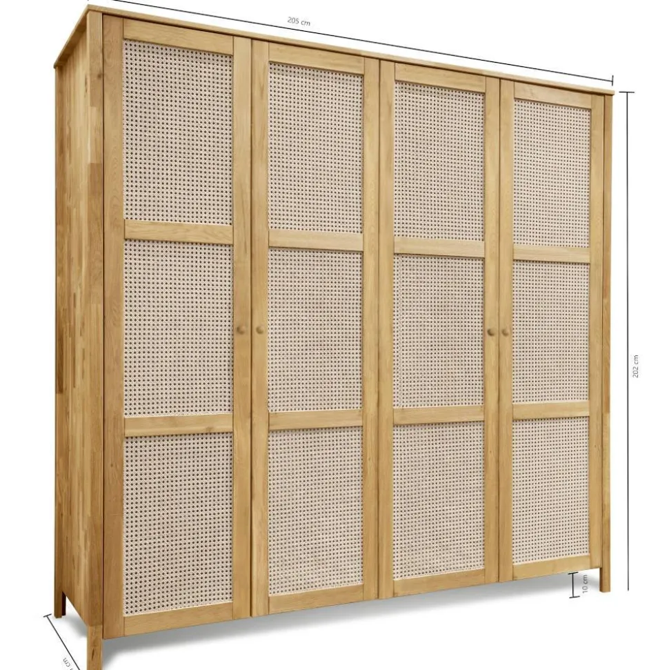 Wildeiche Schlafzimmerschrank mit Wiener Geflecht - Ambrosso