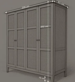 Wildeiche Schlafzimmerschrank mit Wiener Geflecht - Ambrosso