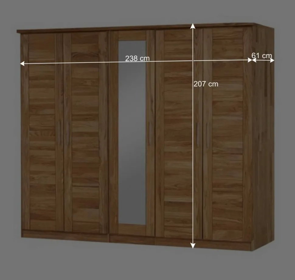 Wildeiche Schlafzimmerschrank Cranos mit Spiegel