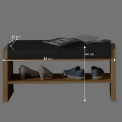 Wildeiche Schuhbank mit Leder Polsterung - Mandrey