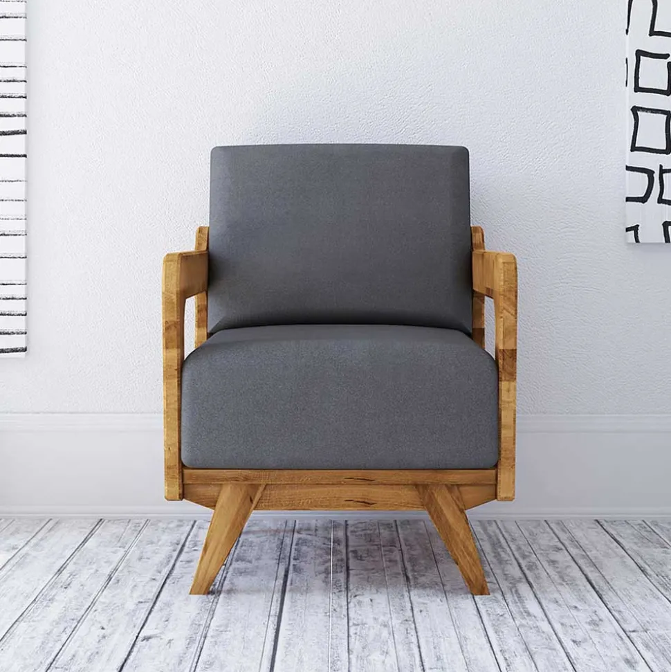 Wildeiche Sessel mit Stoffpolsterung - Hardus