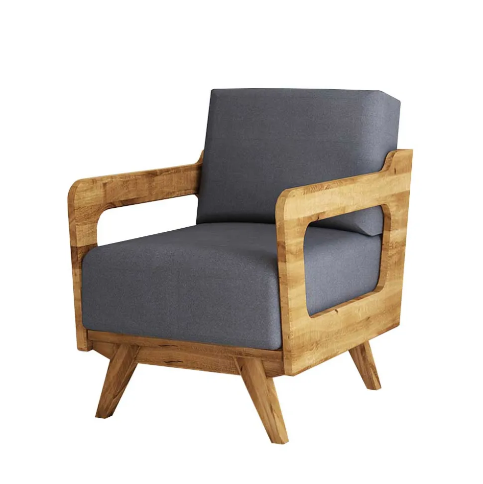 Wildeiche Sessel mit Stoffpolsterung - Hardus