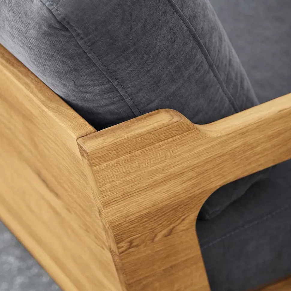 Wildeiche Sessel mit Stoffpolsterung - Hardus