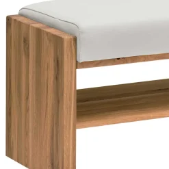 Wildeiche Sitzbank mit weißem Echtleder - Mandrey