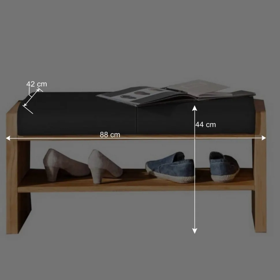 Wildeiche Sitzbank mit weißem Echtleder - Mandrey