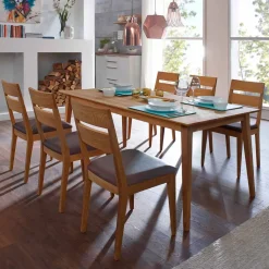 Wildeiche Sitzgruppe Likes mit sechs Stühlen (siebenteilig)