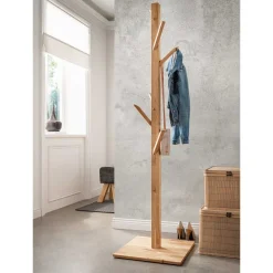 Wildeiche Standgarderobe mit fünf Haken - Emangov