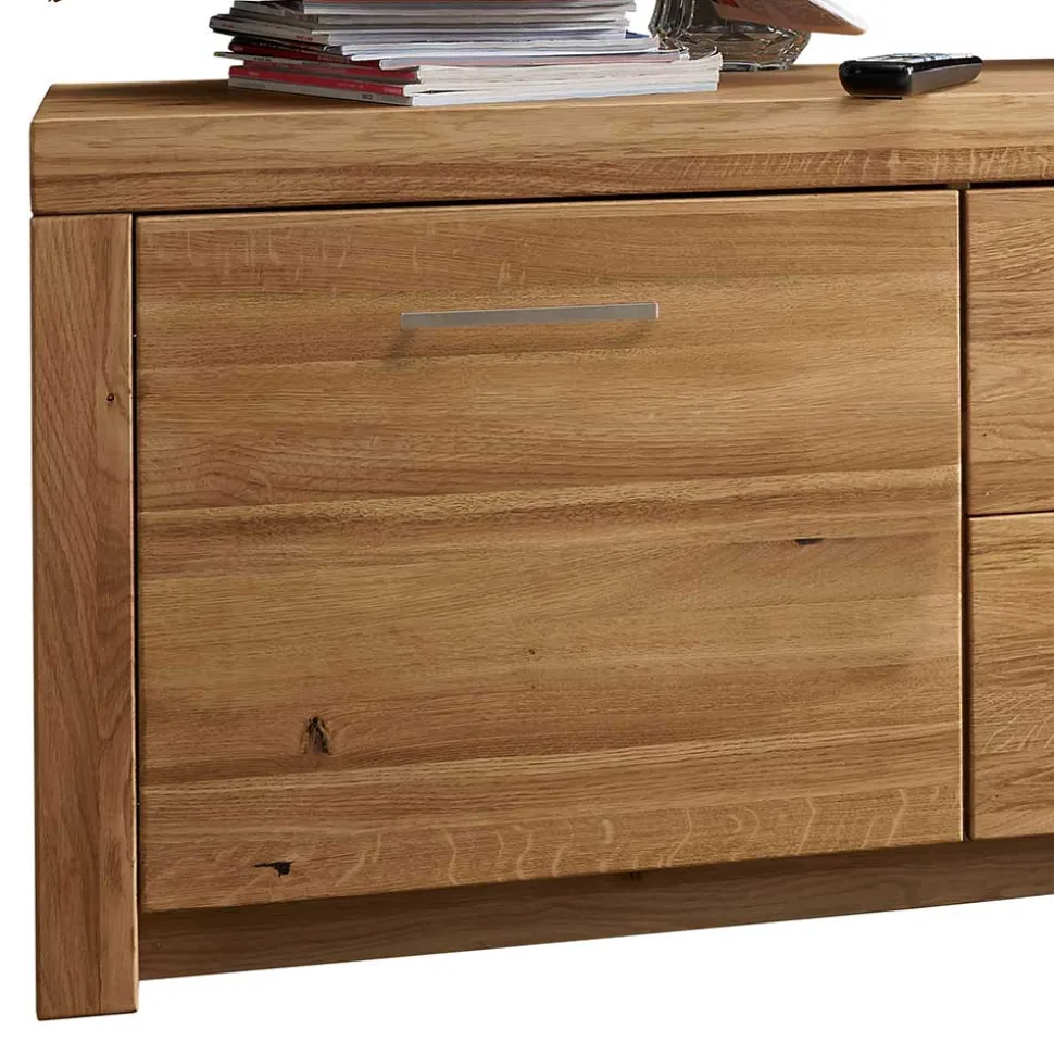 Wildeiche TV Lowboard aus geöltem Massivholz - Loitons