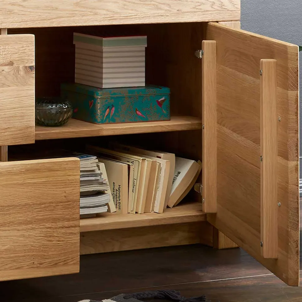 Wildeiche TV Lowboard aus geöltem Massivholz - Loitons