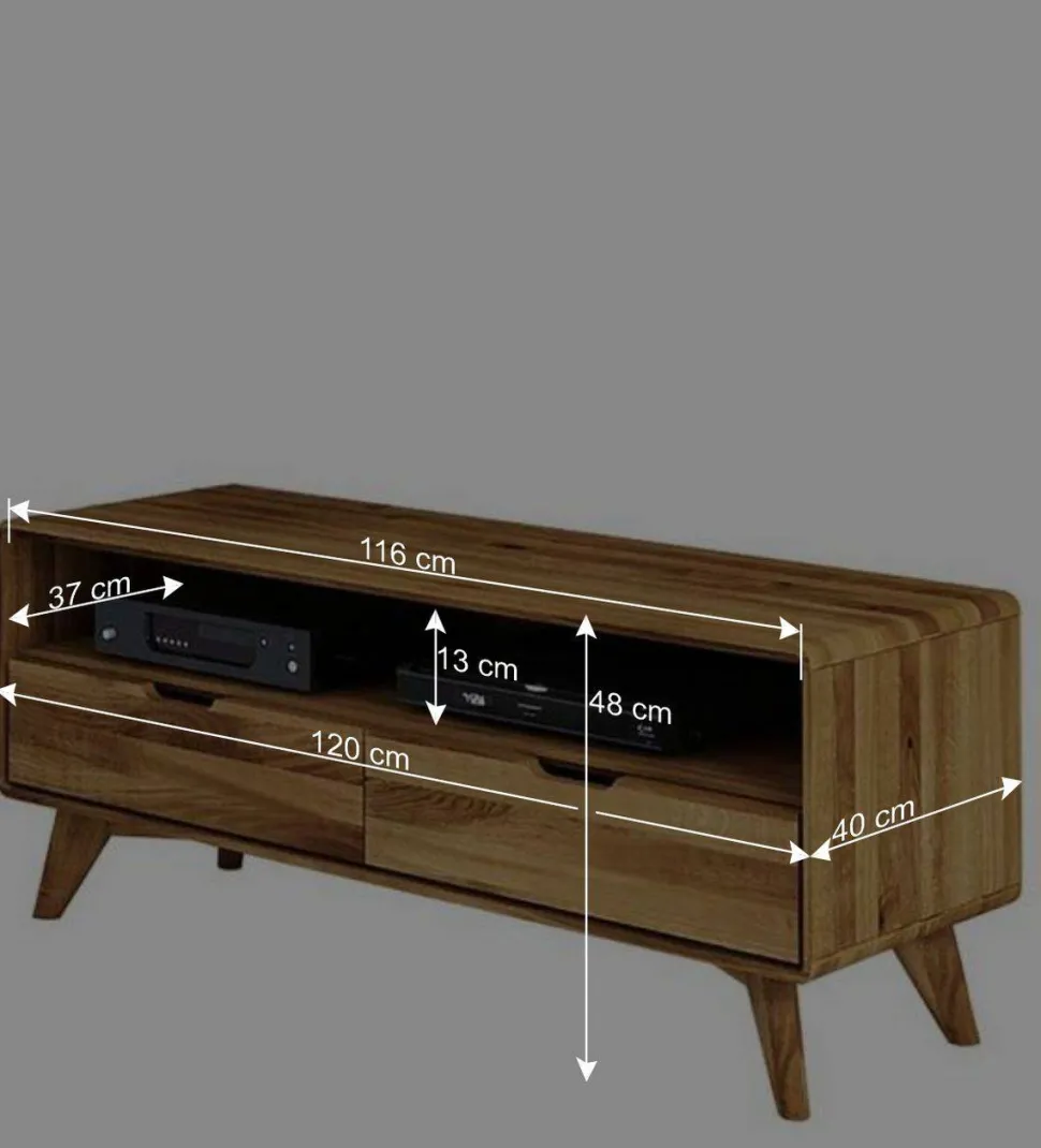 Wildeiche TV Unterschrank mit 2 Schubladen - Eavy III