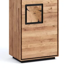 Wildeiche Vitrine in Natur mit Schwarz - Shipper