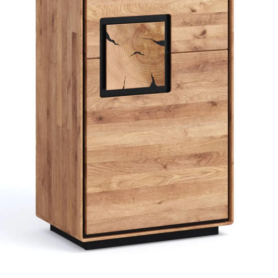 Wildeiche Vitrine in Natur mit Schwarz - Shipper