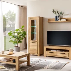 Wildeiche Vitrine teilmassiv - Sophia