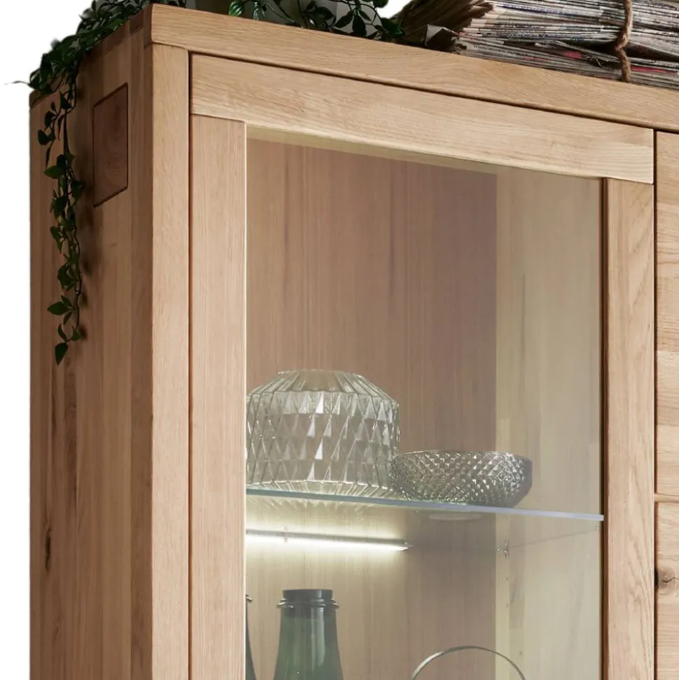 Wildeiche Vitrinenschrank 103 cm breit - Embleys