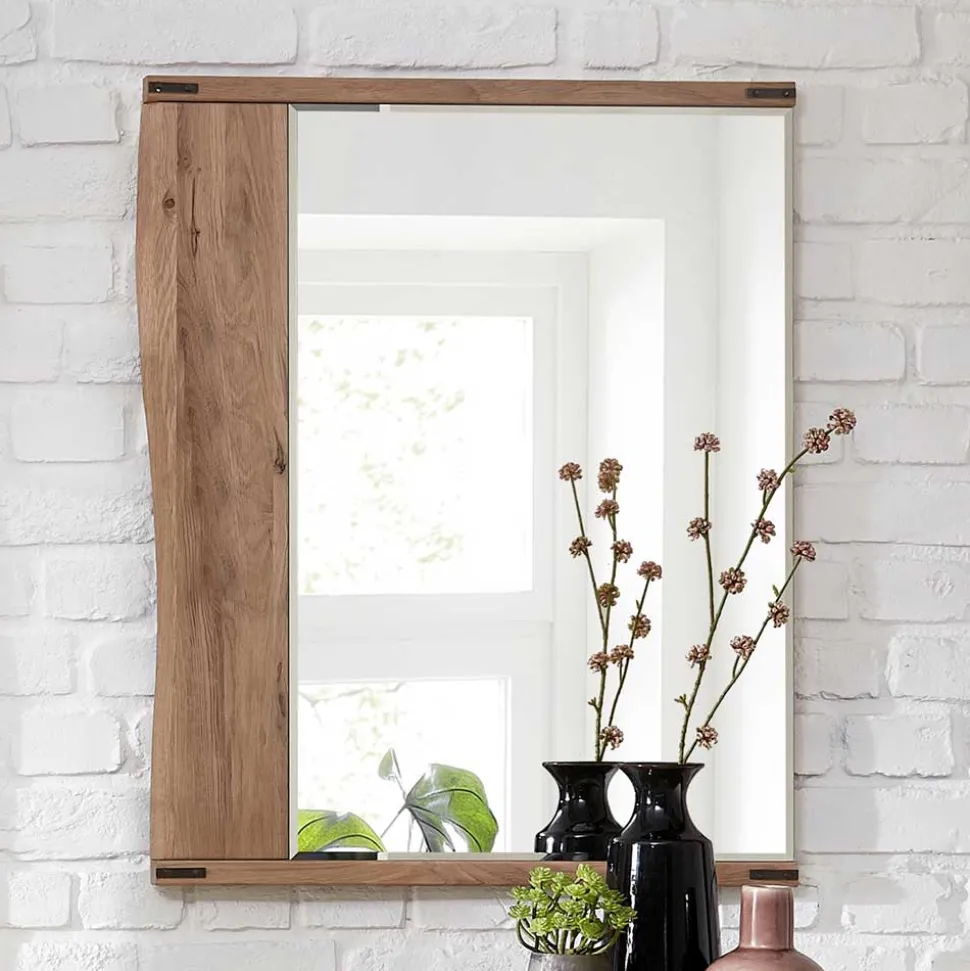 Wildeiche Wandspiegel mit Baumkante - Konvava