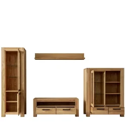 Wildeiche Wohnwand Set teilmassiv - Sophia (vierteilig)