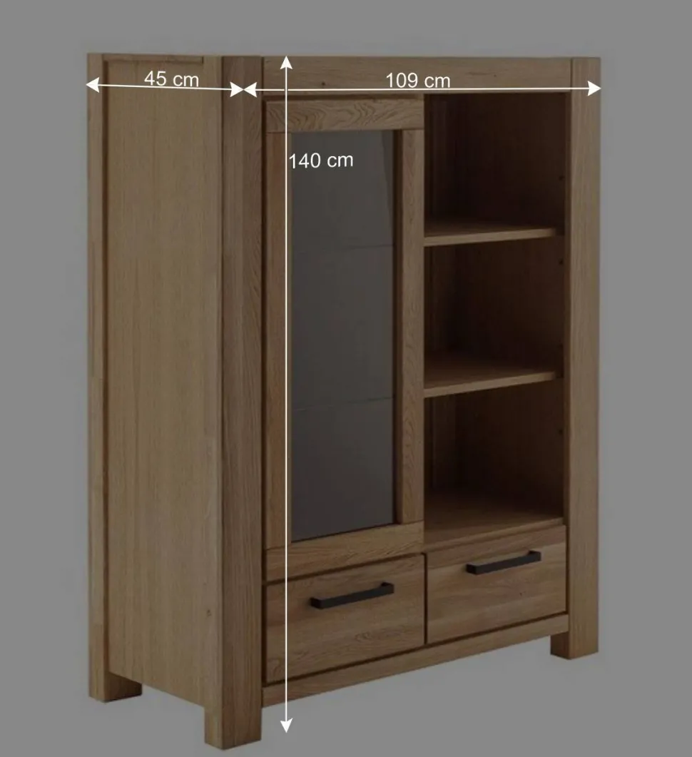 Wildeiche Wohnzimmerschrank teilmassiv - Sophia