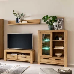 Wildeiche Wohnzimmerschrank teilmassiv - Sophia