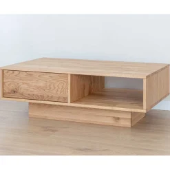 Wildeiche Wohnzimmertisch auf Sockelgestell - Cocondar