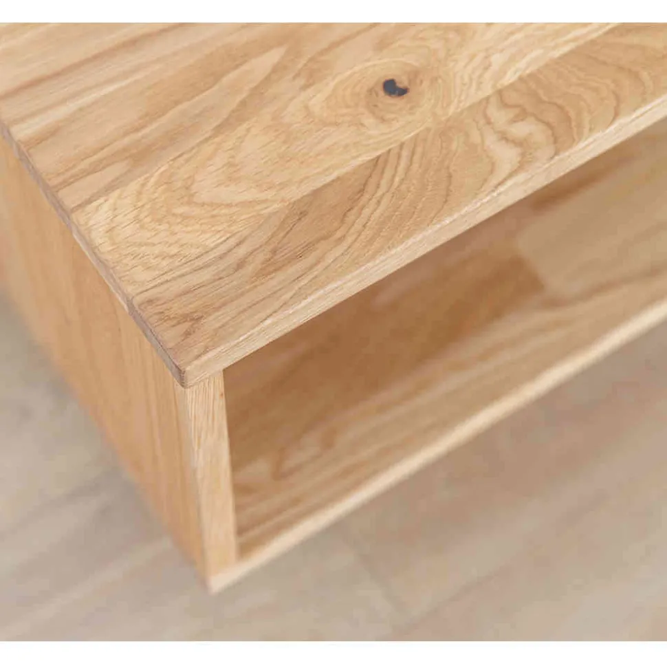 Wildeiche Wohnzimmertisch auf Sockelgestell - Cocondar