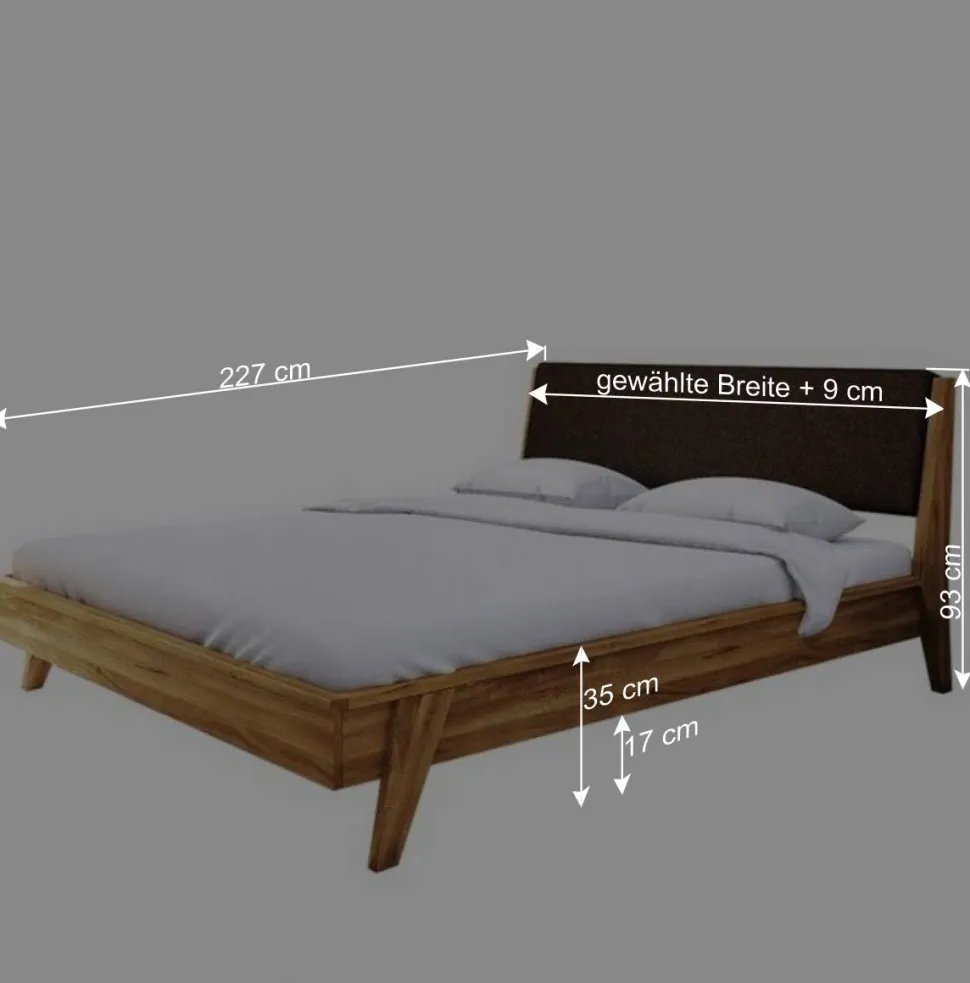 Wildeichebett 210cm lang & Nachtkommoden - Hardus (dreiteilig)
