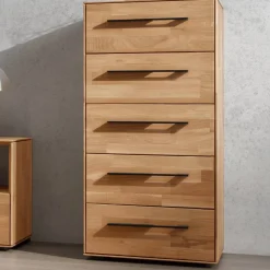 Wildeiche-Hochkommode mit fünf Schubladen - Kassanda