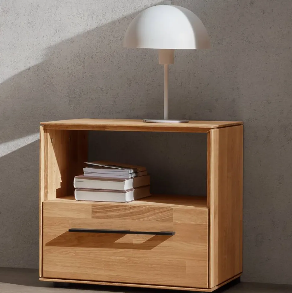 Wildeiche-Nachtkommode mit Fach - Kassanda